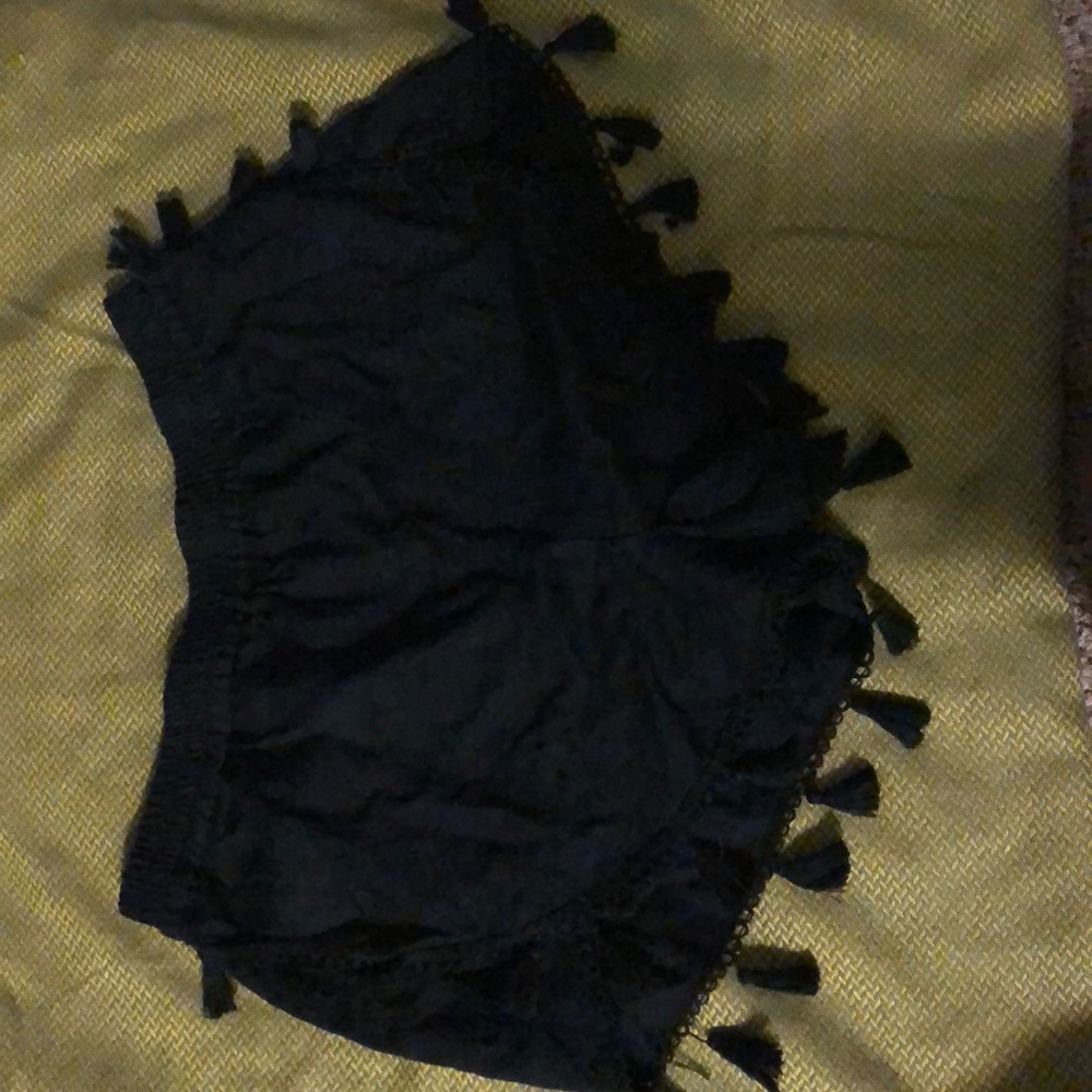 Black Fringe Boho Shorts